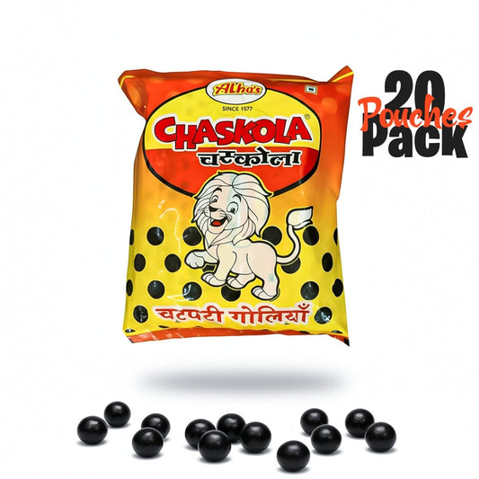 Chaskola chatpati Khatti Meethi Goli - 20 Pouches | Sweet & Sour Candy | Ideal for School, Travel & Gifting pack of-2 (CHASKOLA_PACK_OF_2)