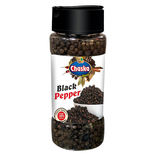 CHASKA Pepper Whole | 100% Natural Black Peppercorns | Ultra-Pure & Aromatic | Non-GMO | Ideal for Seasoning, Cooking & Flavor Enhancement | 100gm