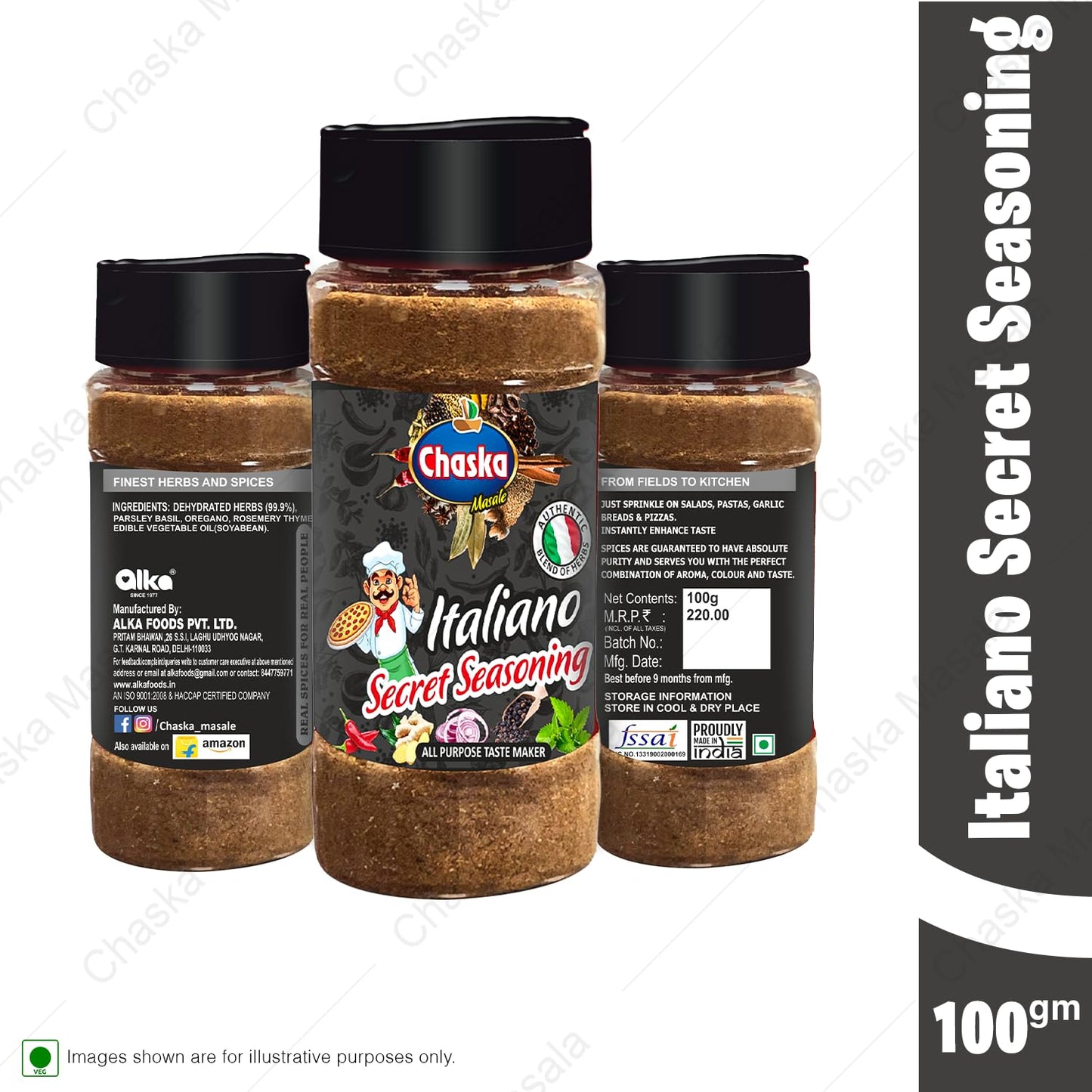 Chaska masale Italian Seasoning | Pizza & Pasta Seasoning | Vegan | Fresh & Flavourful | Zero added Colours, Fillers, Additives & Preservatives 100g