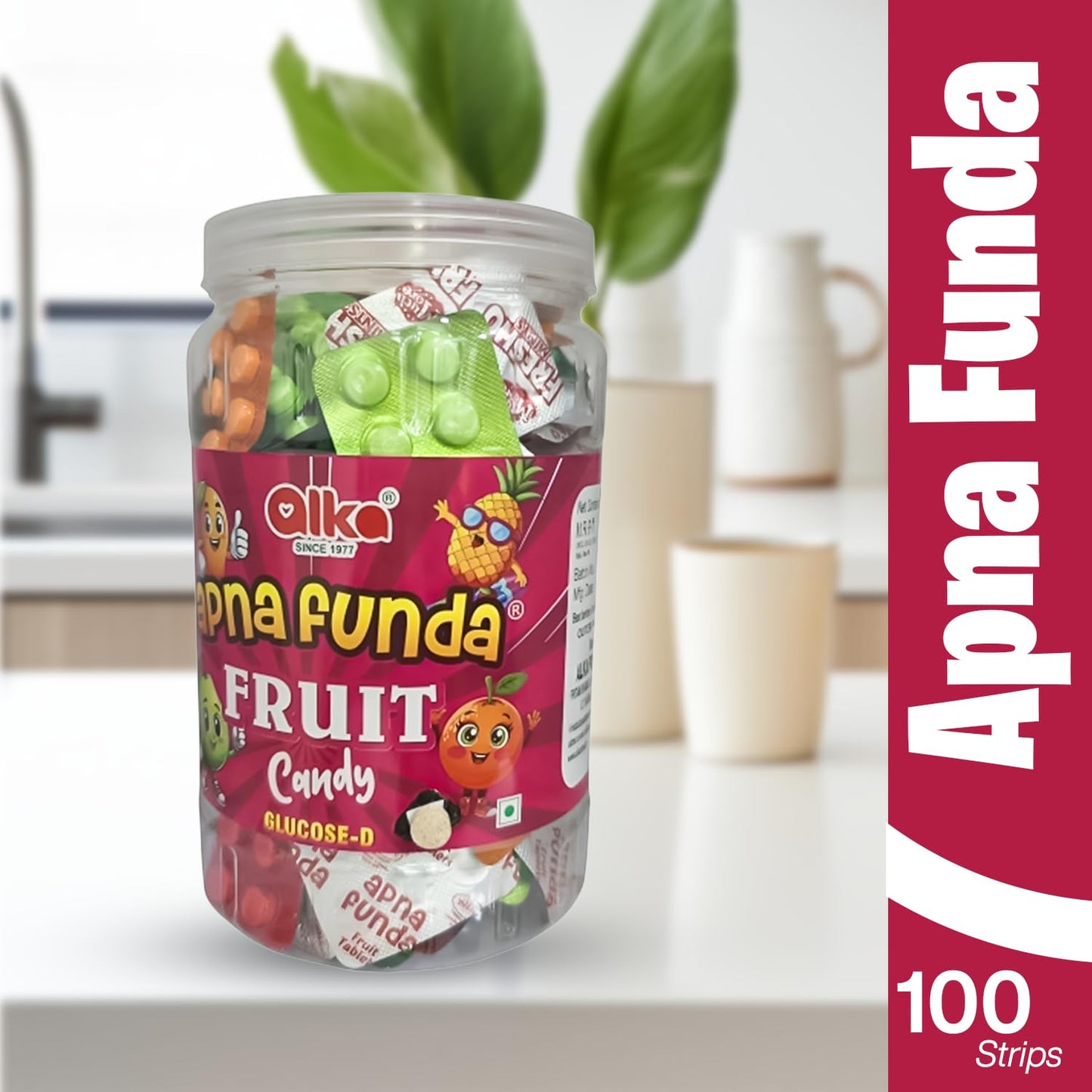 Apna funda Fruit flavour tablet easy to carry pocket frindly pack real fruit tablet Travel-Friendly (100 strip)