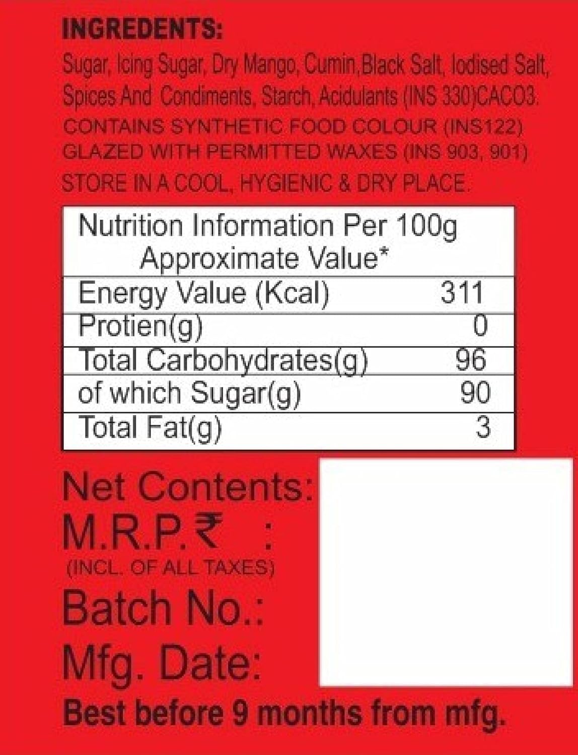 Chaska Bite|CMB Lal Jeera Dry Mango Candies Sweet and Sour Chatpati Candy Pack of 2 (2 x 250 gm)