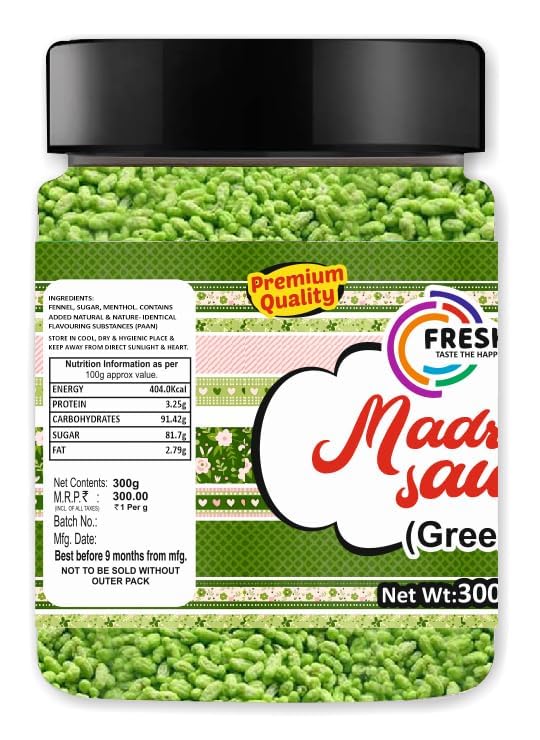 FRESHO Green Madrasi Saunf Mukhwas Mouth Freshener Mix, 300g