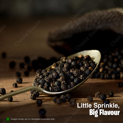 CHASKA Pepper Whole | 100% Natural Black Peppercorns | Ultra-Pure & Aromatic | Non-GMO | Ideal for Seasoning, Cooking & Flavor Enhancement | 100gm