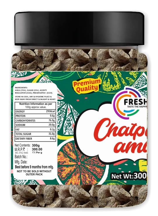 FRESHO Chatpata Amla Candy 300g (Salted & Spicy Indian Gooseberry), Boosts Immunity and Digestion