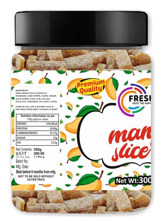 FRESHO Mango Slice (Pachak Khatta Meetha Aam Papad Churan) Fresh, 300 Gram