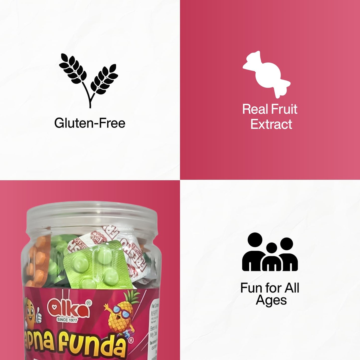 Apna funda Fruit flavour tablet easy to carry pocket frindly pack real fruit tablet Travel-Friendly (100 strip)