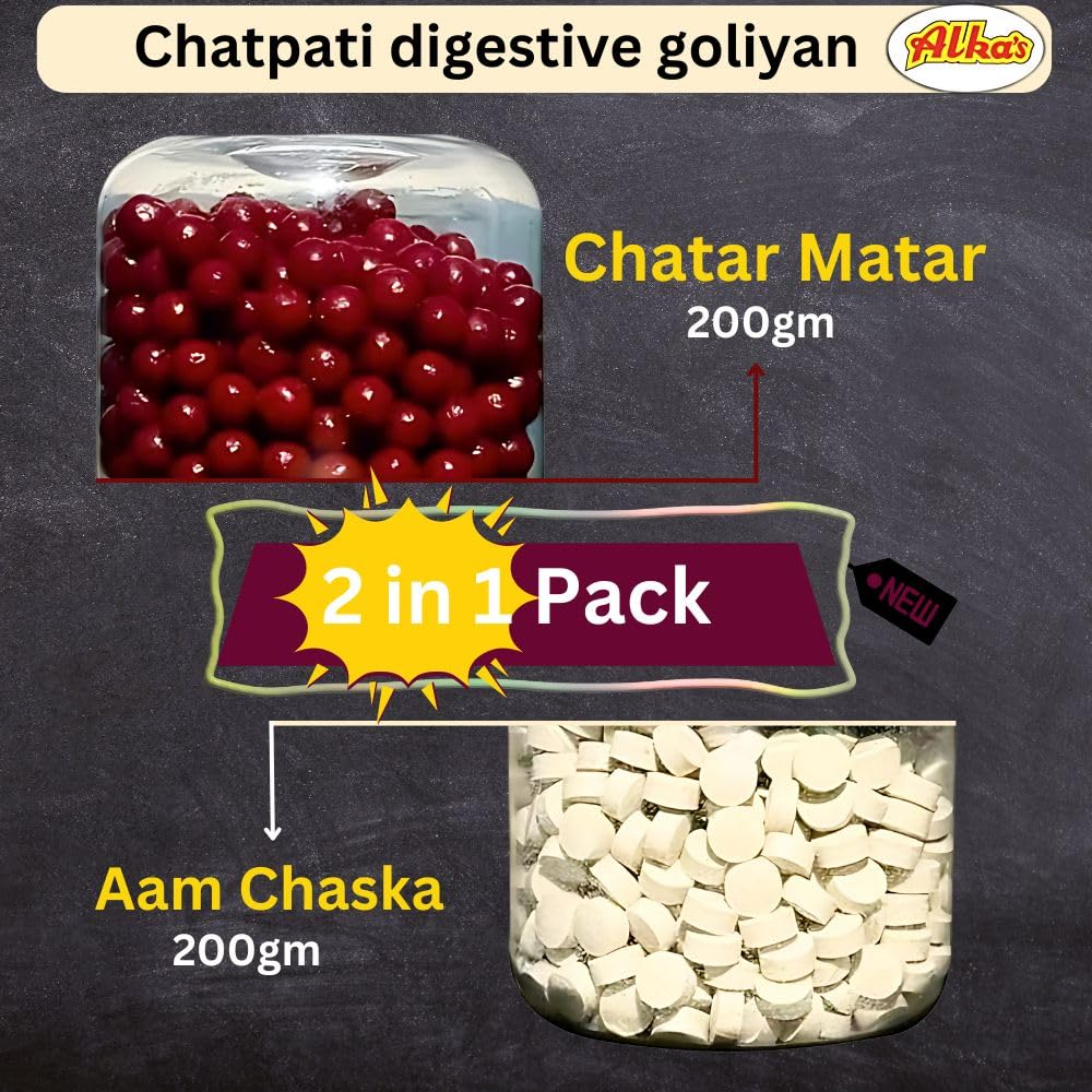 Aam chaska 200 gm and Chatar Matar 200 gm Good for digestion Travel pack easy to carry 2 in 1 pack