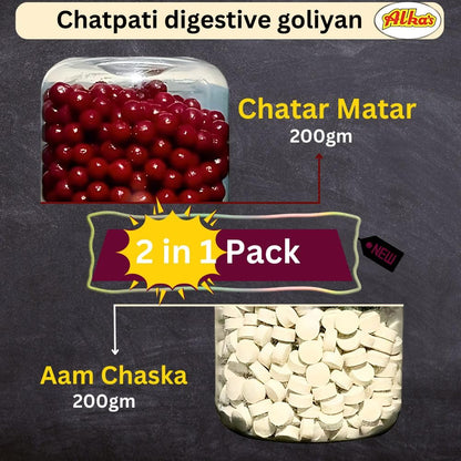 Aam chaska 200 gm and Chatar Matar 200 gm Good for digestion Travel pack easy to carry 2 in 1 pack