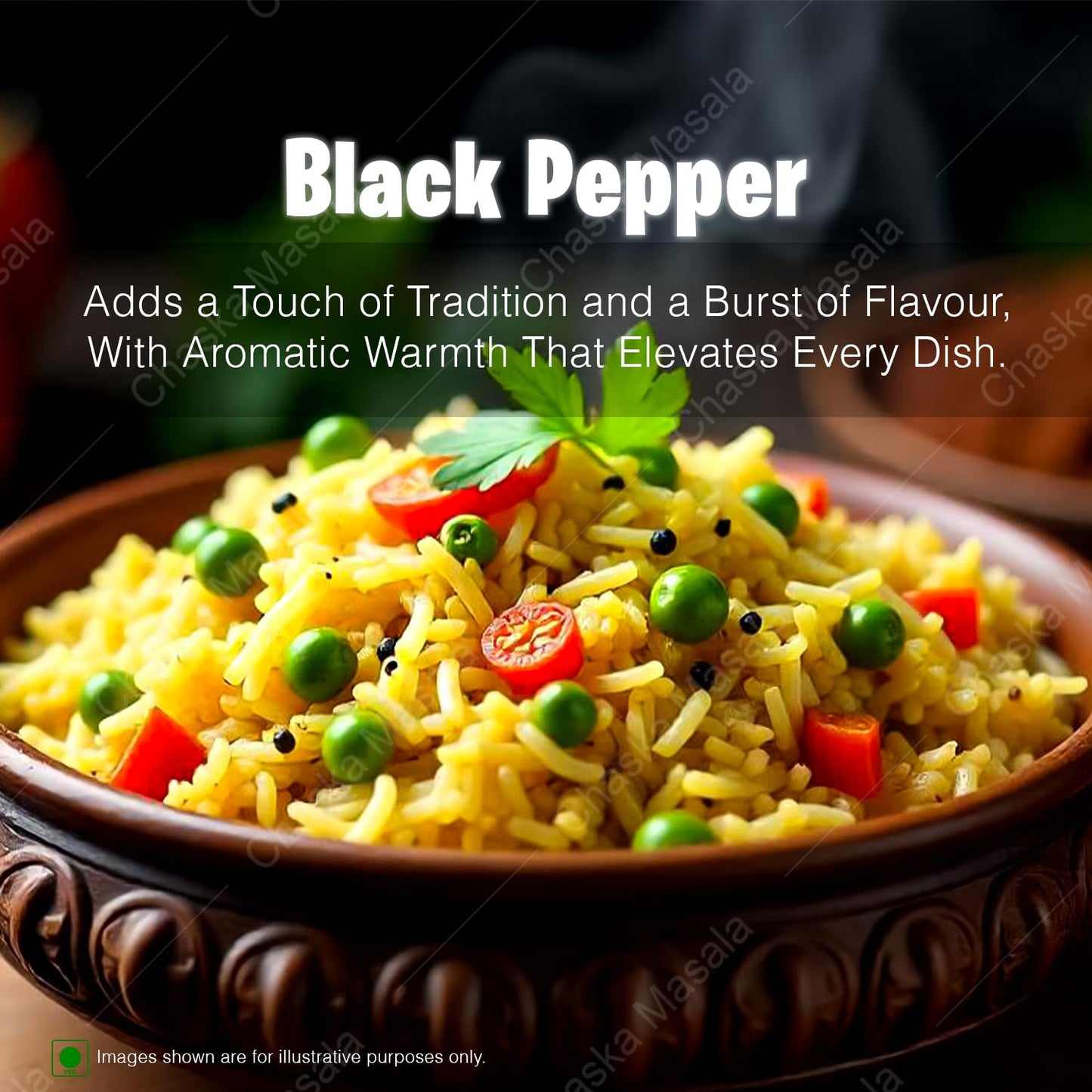 CHASKA Pepper Whole | 100% Natural Black Peppercorns | Ultra-Pure & Aromatic | Non-GMO | Ideal for Seasoning, Cooking & Flavor Enhancement | 100gm