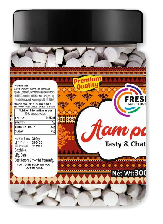 Fresho Aam Pachak Khatti Mithi Tasty Digestive Tablet/Candy/Toffee Aam Candy 300gm MANGO Toffee (300 g)