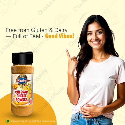 Chaska masale Cheddar Cheese Powder for Popcorn, Pasta, Pizza, Nachos & Fries | Popcorn & Cheese Seasoning Powder