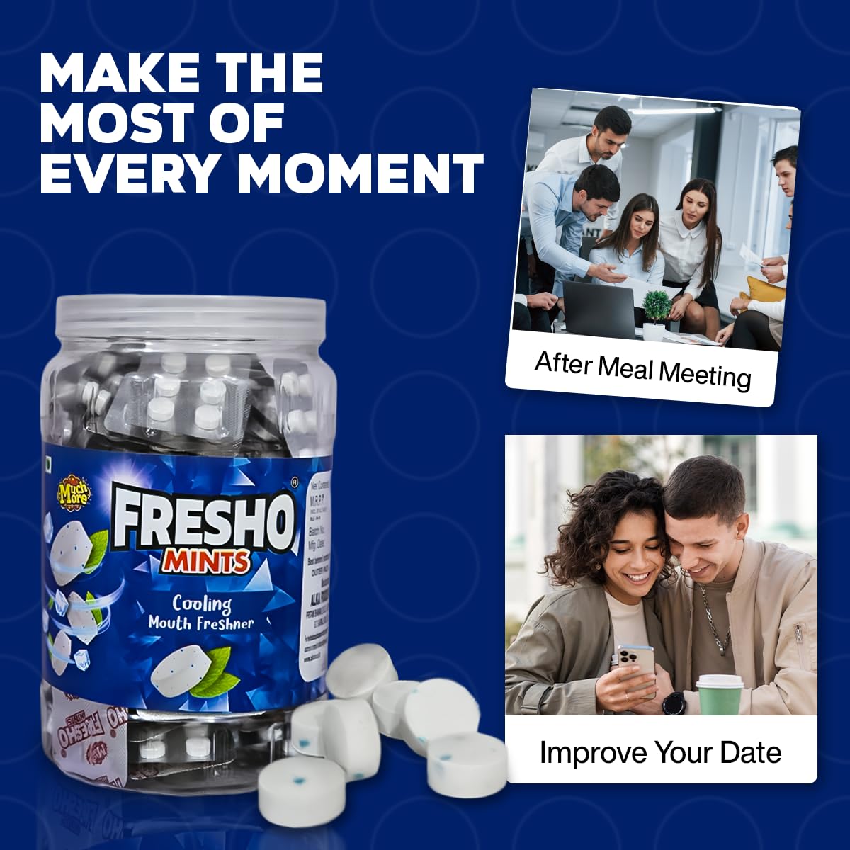 FRESHO Mints Coolmint Fresh Mouth Freshener | Long-Lasting Cool Mint Flavour | Instant Mouth Refreshing Strips | Pocket-Friendly & Travel-Friendly Pack (100 Strips)