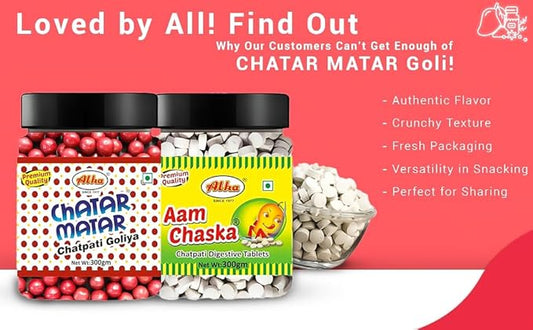 CHATAR MATAR + AAM CKASKA Chatpati Churan Goli | Khatta Meetha Digestive Candy | Tasty Indian Mouth Freshener | 300g