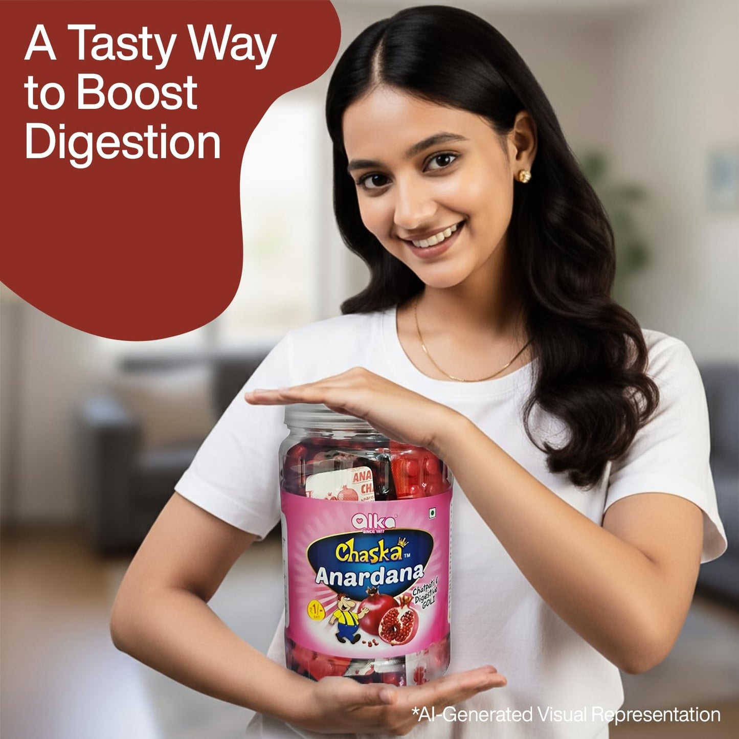 CHASKA Anardana Tablets Digestive Candy | Tangy Chatpata Flavor | Pocket-Friendly Strips Pack | After Meal Digestive Goli | 100 Strips