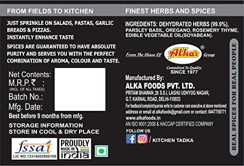 Kitchen Tadka-|Italian|Oregano|Chilli Flakes|Pizza|Pasta|Seasoning|Powder|Herbs Mix|Combo Pack of 3|Dispenser pack Bottle|100gm Each