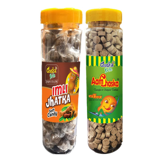 Chaska Bite Aam Chaska 250g Imli Jhatka 200g Gatagat Candy Khatti Mithi Chatpati Candy Sour and Tangy |Dry Amchoor Tamarind