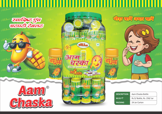 Alka Aam Chaska Mango Flavoured Chatpati Tablets  (₹5 / Bottle Pack) (50 bottle / jar )