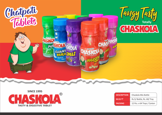 Alka Chaskola Mix Chatpati Digestive Tablets Bottle – Assorted Flavours | ₹5 Bottle