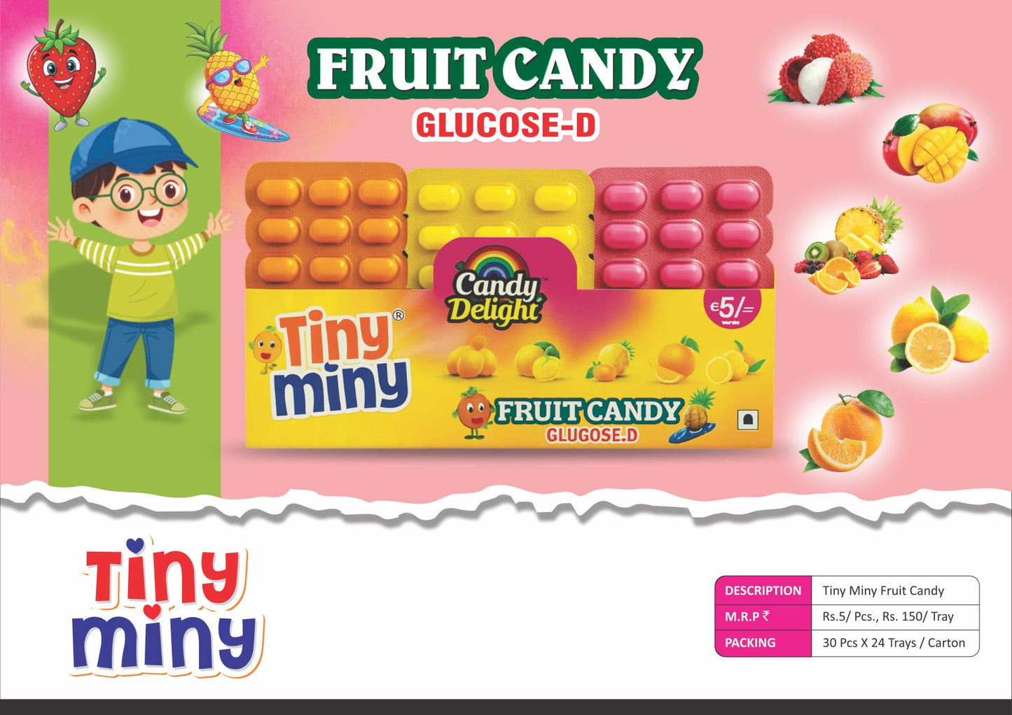 Tiny Miny Fruit Candy Glucose-D – Assorted Fruit Flavoured Candy | ₹5 Pack